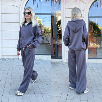 Damen Sportliches Lounge-Set Hoodie Weite Passform Eveloria
