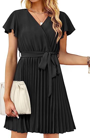 Damen Wickelkleid Plissierte Details Eveloria
