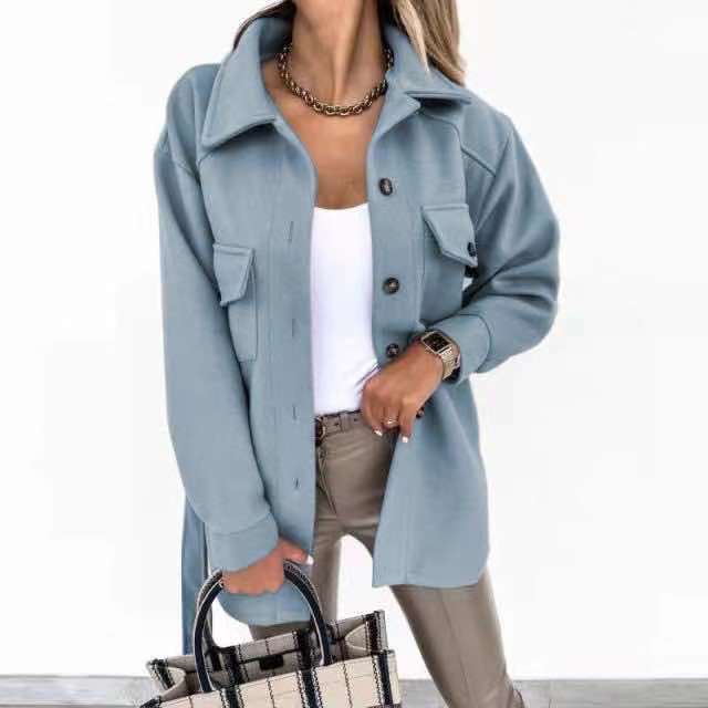 Damen Modische Jacke Lässiger Schnitt Praktische Taschen Eveloria