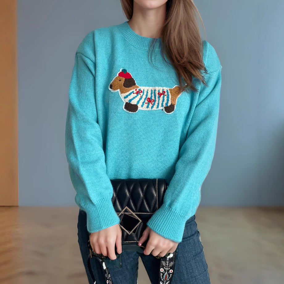 Damen Pullover Niedliches Tiermotiv Hochwertige Strickqualität