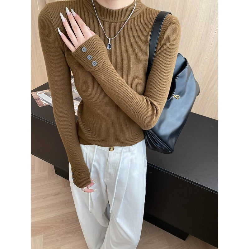 Damen Langarmshirt Feiner Rippstrick Figurbetont