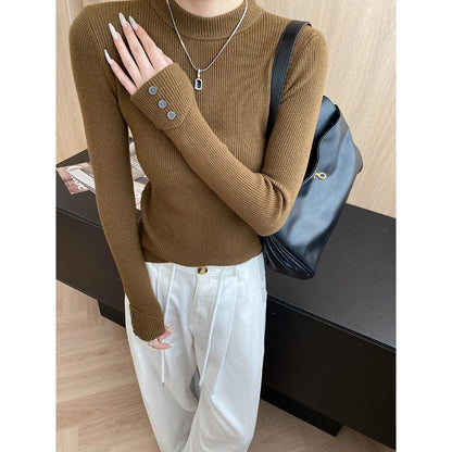 Damen Langarmshirt Feiner Rippstrick Figurbetont