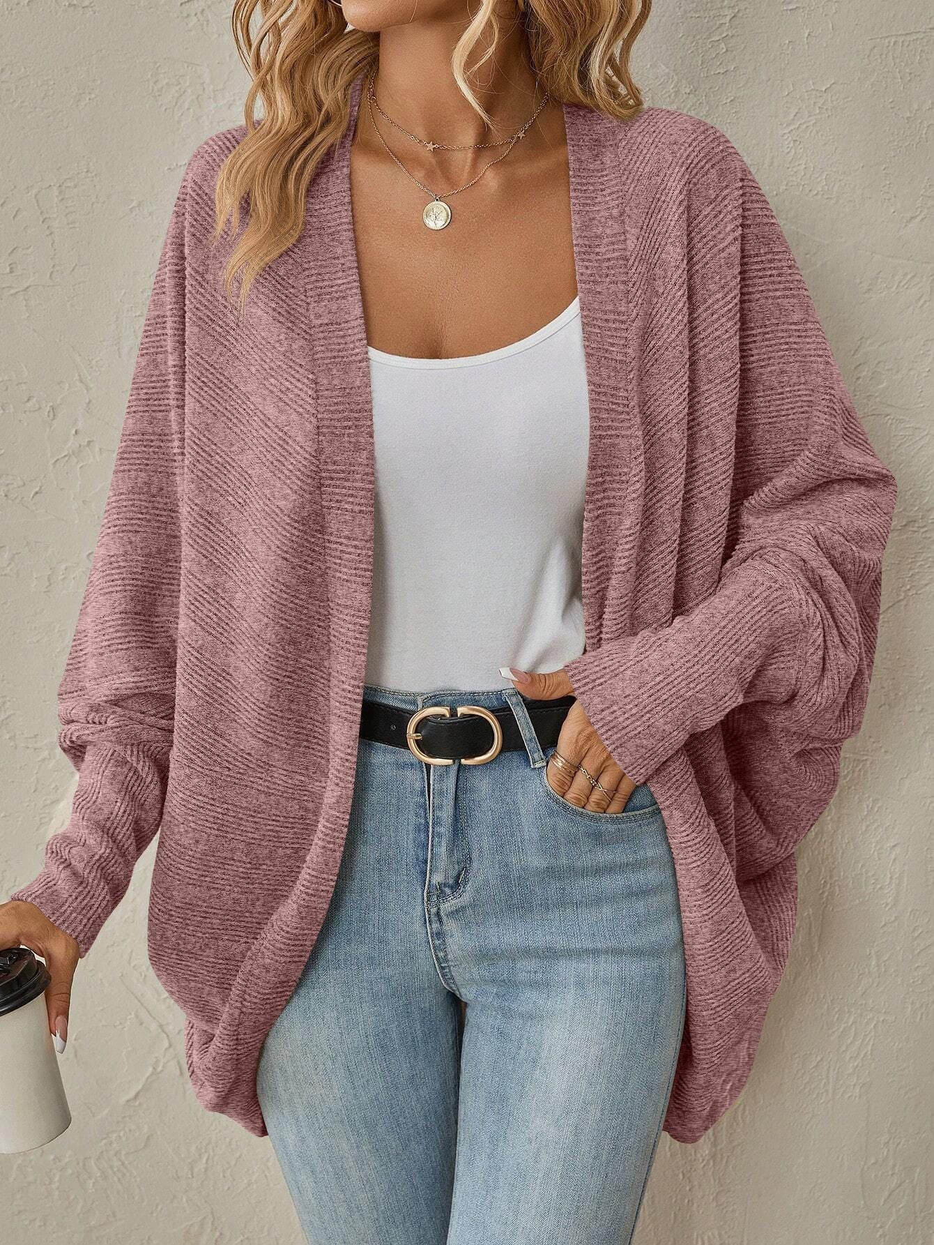 Damen Strickjacke Lässig mit Kurzärmeln locker Eveloria