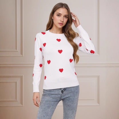 Damen Strickpullover Herz-Design Feine Struktur - Eveloria