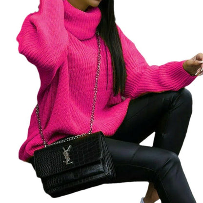 Damen Strickpullover Rollkragen Hochwertig Grün