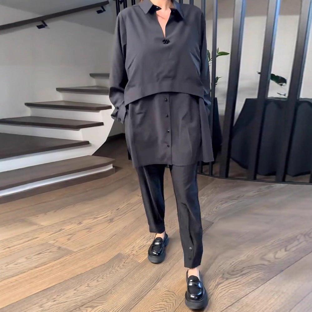 Damen Zweiteiliger Anzug mit Bluse und Hose Eveloria