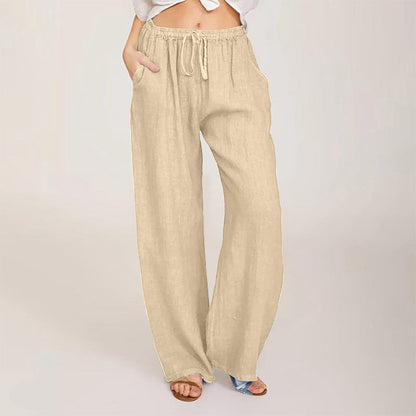 Damen Weite Leinenhose Bequem Eveloria