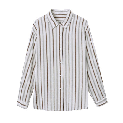 Damen Bluse Gestreift Baumwolle Blau Weiß