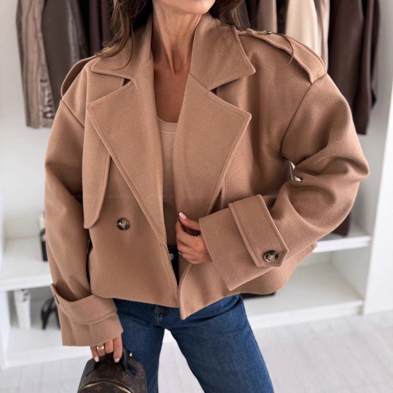 Damen Oversized Wolljacke Breites Revers Eveloria - Eveloria