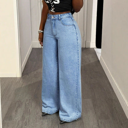 Damen High-Waist-Jeans Statement-Print Eveloria