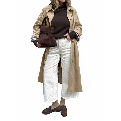 Damen Trenchcoat kariertes Innenfutter Praktischer Schnitt