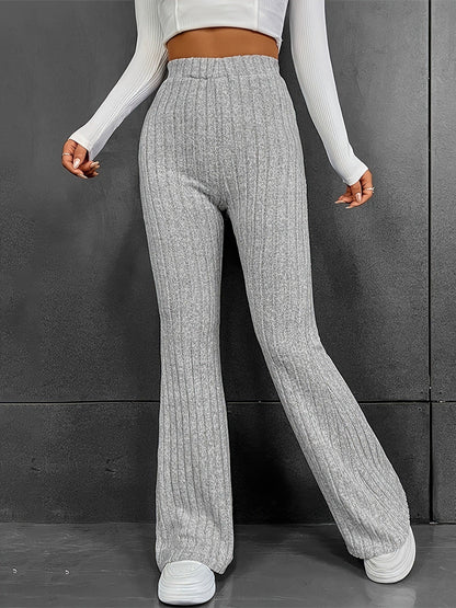 Damen Ripp-Hose Hochbund Weich Eveloria