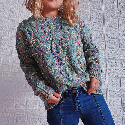 Damen Grobgestrickter Pullover Bunt Eveloria
