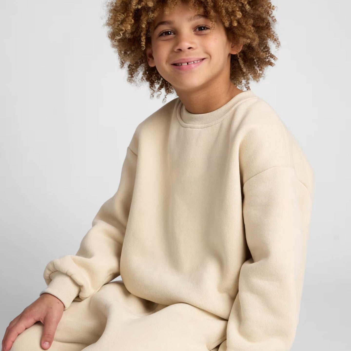 Damen Sweatshirt Weites Modell aus Baumwolle Beige
