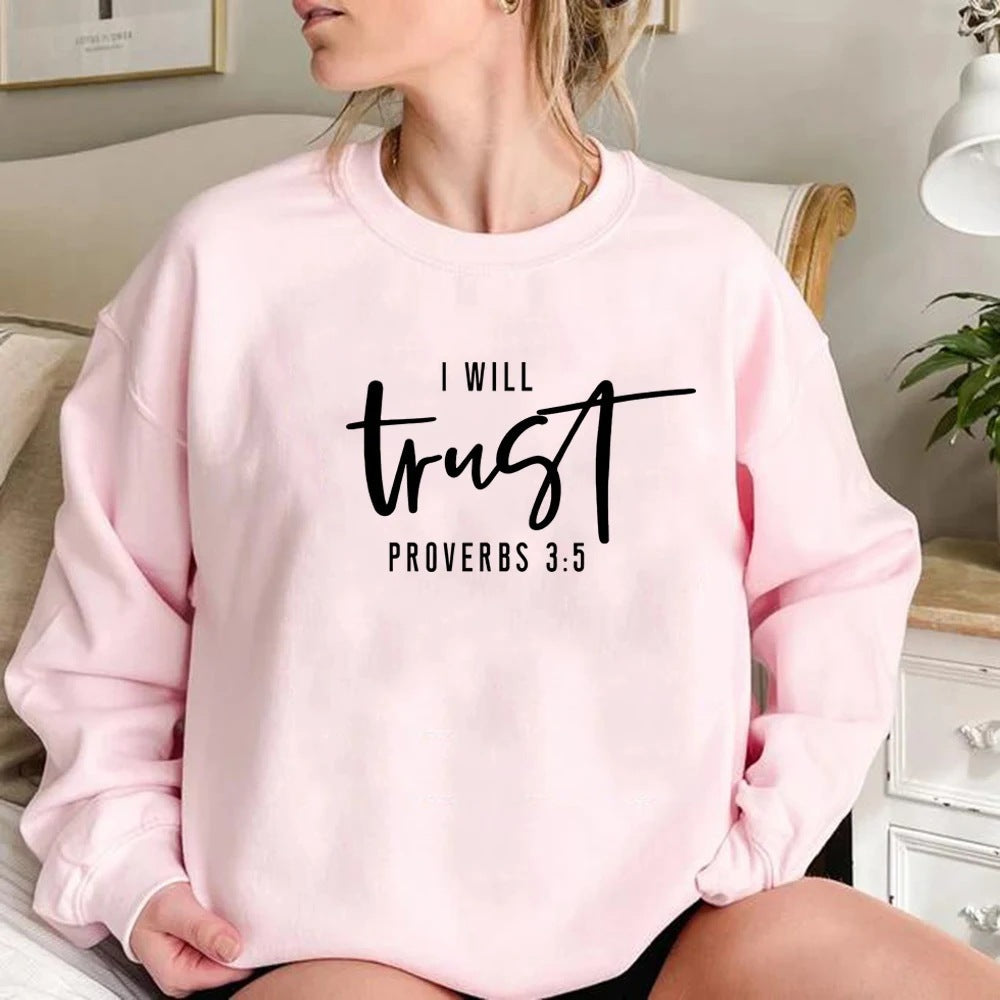 Damen Sweatshirt Bequem Motivierender Schriftzug Grau Eveloria