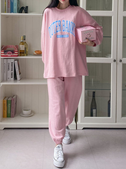 Damen Sweatshirt Jogginghose Set Eingestickt Logo Eveloria