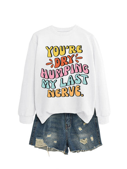 Damen Sweatshirt Lässiger Schnitt Comic-Slogan Grau Eveloria