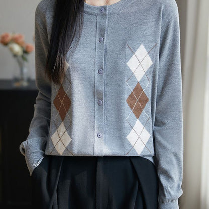 Damen Strickjacke Rautenmuster Eveloria