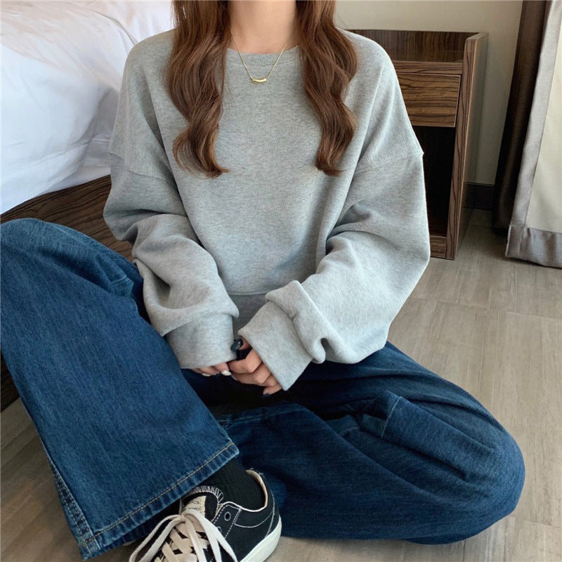 Damen Oversized Sweatshirt Weich Komfortkragen