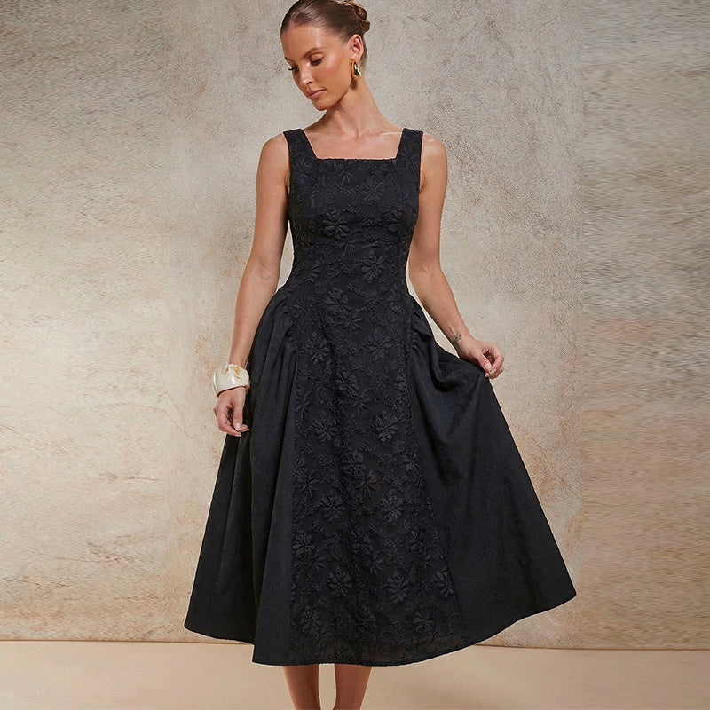 Damen Maxikleid Florale Stickerei Weit Rock Eveloria - Eveloria