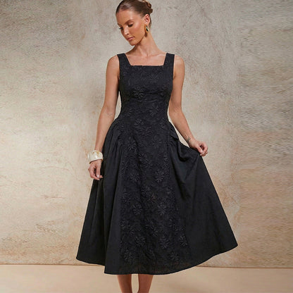 Damen Maxikleid Florale Stickerei Weit Rock Eveloria - Eveloria