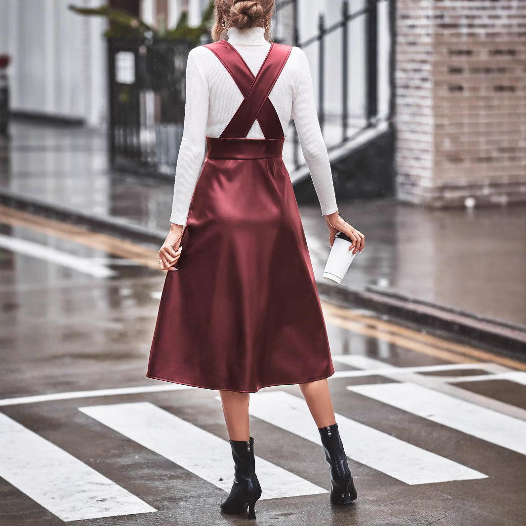 Damen Midikleid Taillierter Schnitt Knöpfe Eveloria