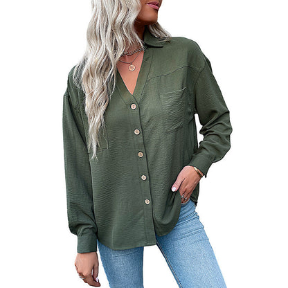Damen Bluse Lässig Feine Struktur Knopfdetails Beige