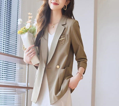 Damen Blazer Modisch Elegant Knöpfe Eveloria