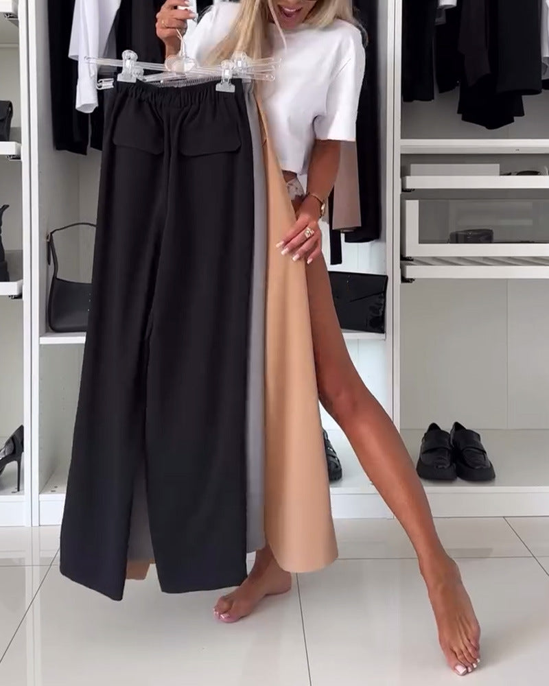 Damen Cargohose Elastischer Bund Praktische Klappen Beige