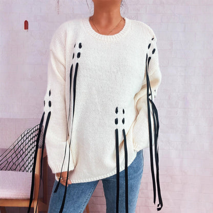 Damen Pullover Schnür-Design Eveloria