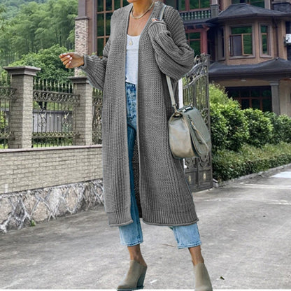 Damen Grobstrick-Cardigan Offene Maschen Lässiger Schnitt