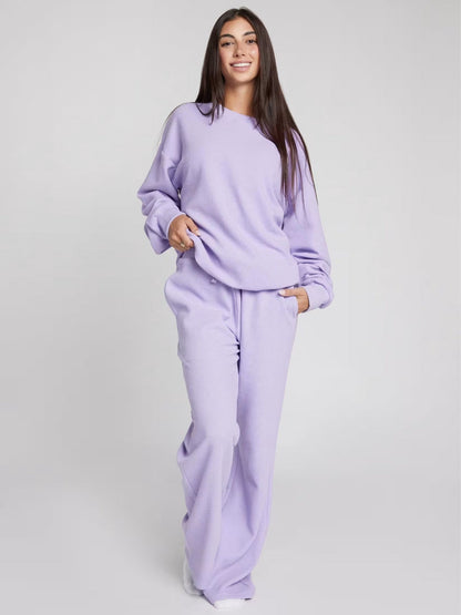 Damen Sweatshirt Waffelmuster Bequem Grau Eveloria
