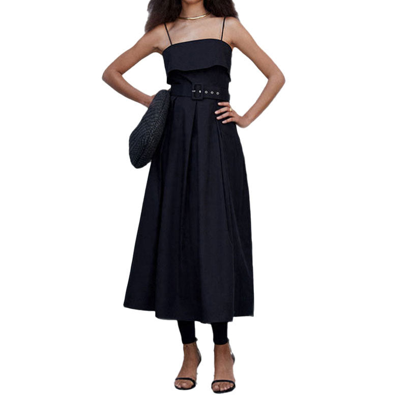 Damen Maxikleid Schulterfrei Elegant Bindegürtel Eveloria