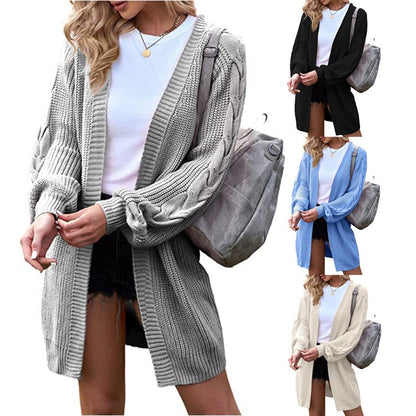 Damen Strickjacke Zopfmuster Lässiger Schnitt Eveloria - Eveloria