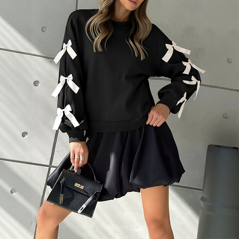 Damen Oversized Sweater mit Schleifendetails
