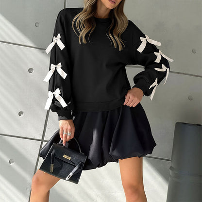 Damen Oversized Sweater mit Schleifendetails