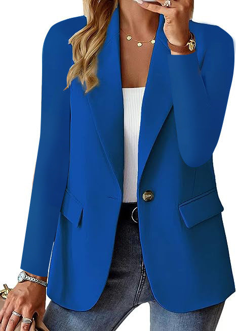 Damen Blazer Elegant Casual Modern mit Taschen Beige