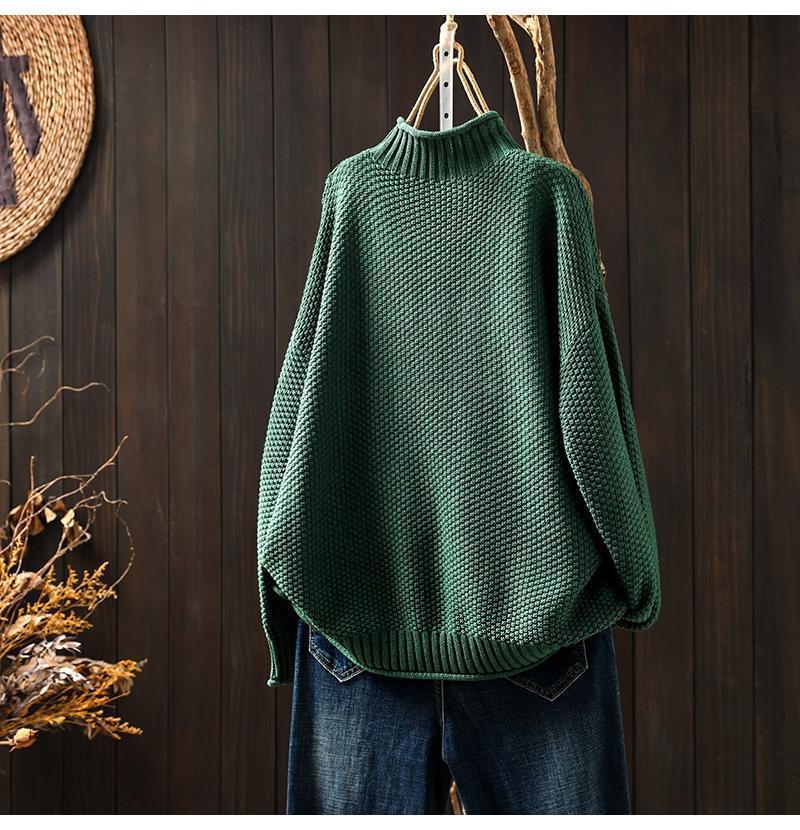 Eveloria Damen Übergroßer Pullover Waffelstrick Stehkragen