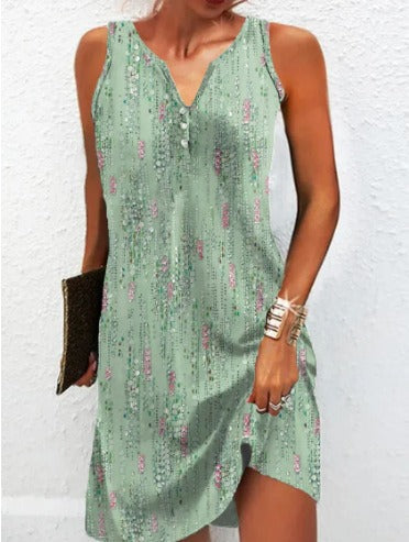 Damen Sommerkleid V-Ausschnitt Asymmetrischer Saum