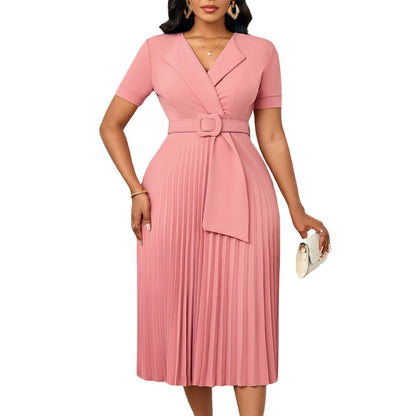 Damen Plissee-Kleid mit Taillenblazer und abnehmbarem Gürtel