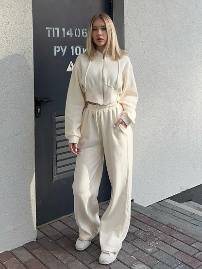 Damen Sweat- und Jogginghose-Set Hochkragen Weites Design