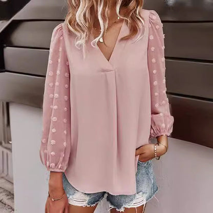 Damen Bluse mit Puffärmeln und Polka Dot Muster