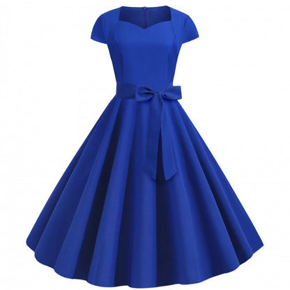 Damen A-Linien-Kleid V-Ausschnitt Taillengürtel Eveloria