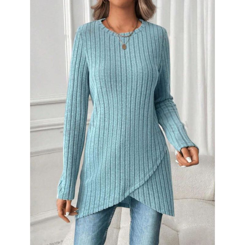 Damen Tunika-Shirt Langärmlig Wickeldesign Eveloria