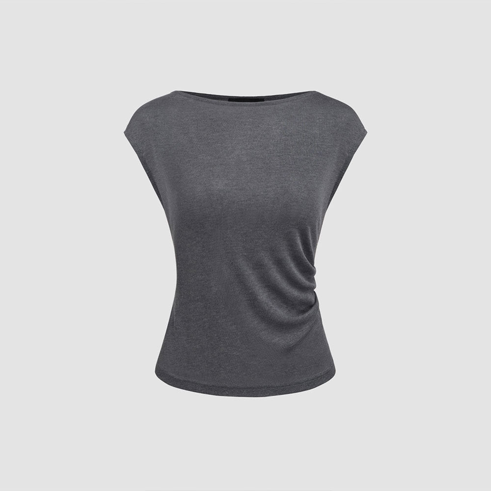 Damen Oberteil Asymmetrisch Drapiert Eveloria