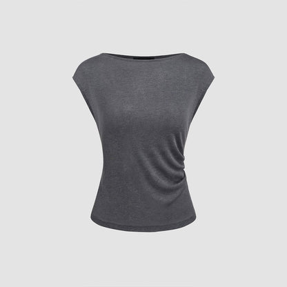 Damen Oberteil Asymmetrisch Drapiert Eveloria
