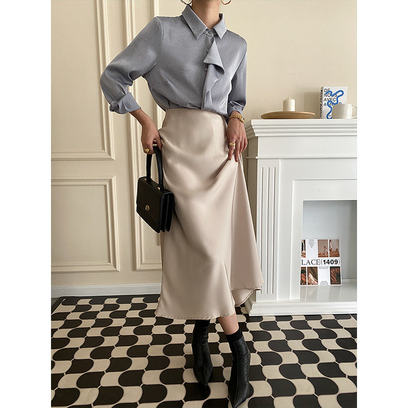Damen Elegantes Hemd Voluminöser Kragen Weiß Eveloria