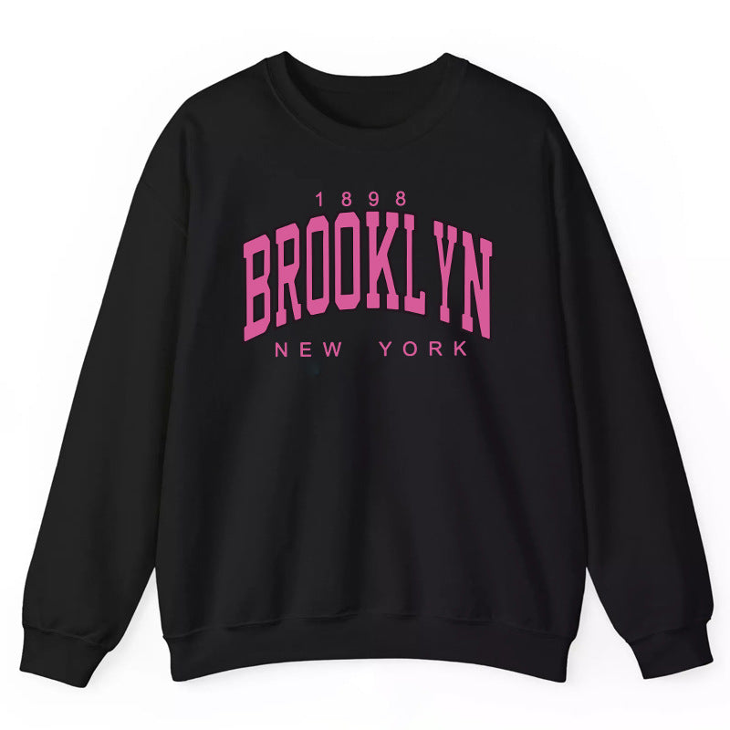 Damen Sweatshirt Brooklyn-Print Baumwolle Bequem Grau