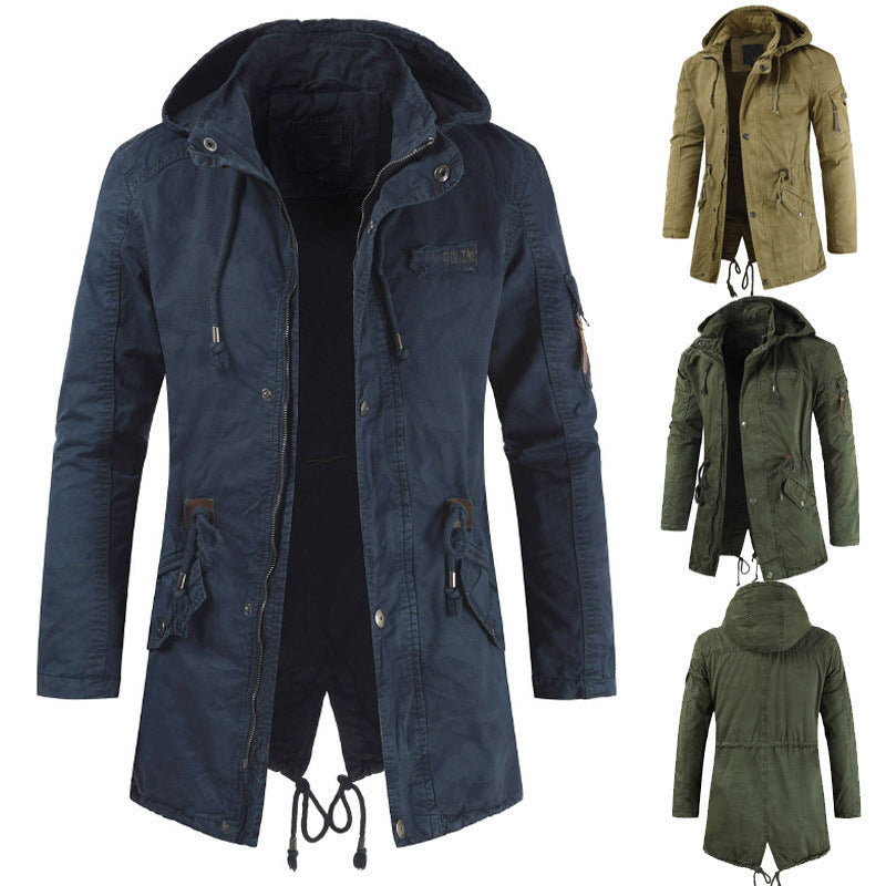 Herren Parkajacke Kapuze Taschen Funktionell Eveloria