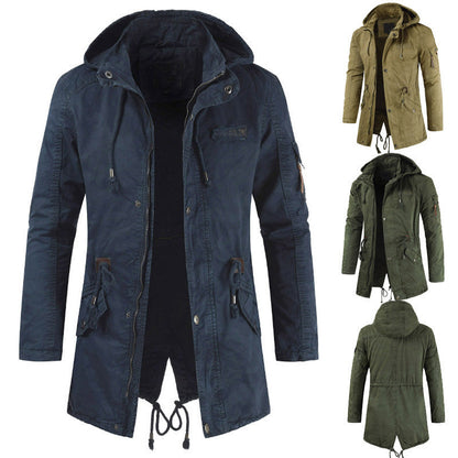 Herren Parkajacke Kapuze Taschen Funktionell Eveloria